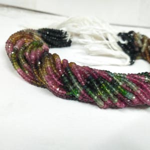 Natural Watermelon Tourmaline Stone Faceted Rondelle Beads Strand, Multi Tourmaline Jewelry Making Gemstone Necklace Bead Wholesale Shop