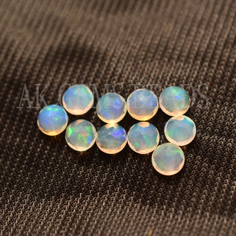 Natural Ethiopian Opal Stone Faceted Round Cut Gemstone-AK Gems Beads