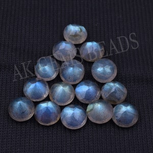 Natural 6mm Labradorite Stone Faceted Round Cut Loose Gemstone, Gray Labradorite Semi Precious Calibrated Gemstones for Jewelry Making