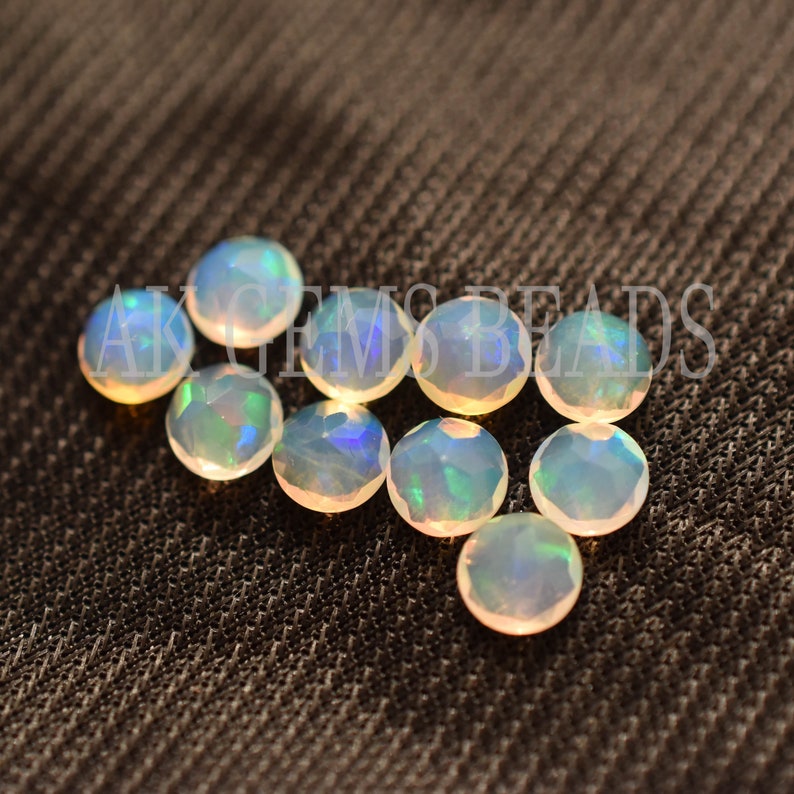Natural Ethiopian Opal Stone Faceted Round Cut Gemstone-AK Gems Beads