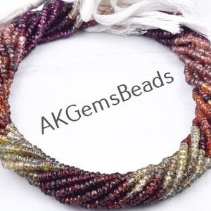 Natural Tundra Multi Sapphire Rondelle Faceted Stone Beads Strand, Tundro Sapphire Jewelry Making Gemstone Necklace Beads Wholesale Price