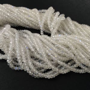 Tiny White Rainbow Moonstone Faceted Rondelle Beads Strand-AK Gems Beads
