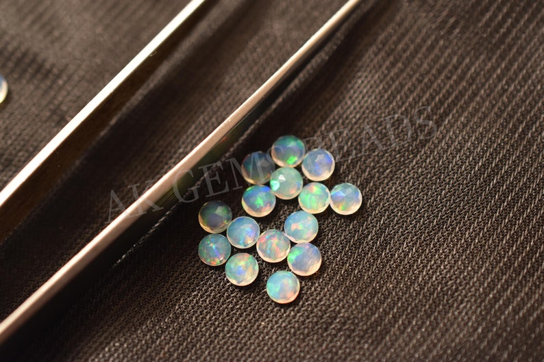 Natural Ethiopian Opal Stone Faceted Round Cut Gemstone-AK Gems Beads