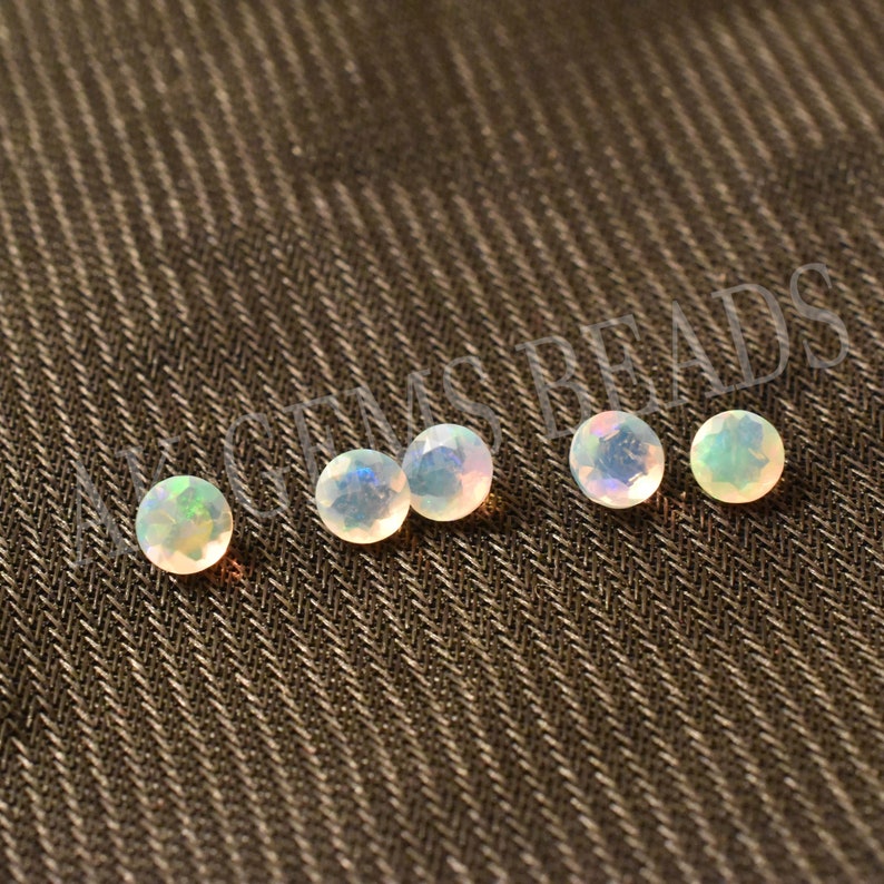 Natural Ethiopian Opal Stone Faceted Round Cut Gemstone-AK Gems Beads