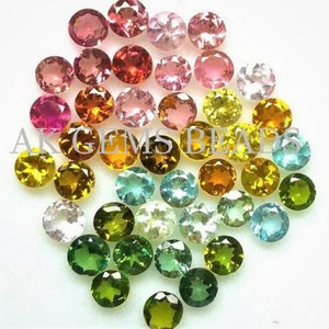 Natural 4mm Multi Tourmaline Faceted Round Calibrated Wholesale Gemstone, Tourmaline Semi Precious Loose Gemstone for Jewelry Making