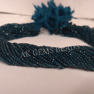 Micro London Blue Topaz Faceted Rondelle Gemstone Beads Strand, Natural Tiny Blue Topaz Jewelry Making Stone Necklace Beads Wholesale Price