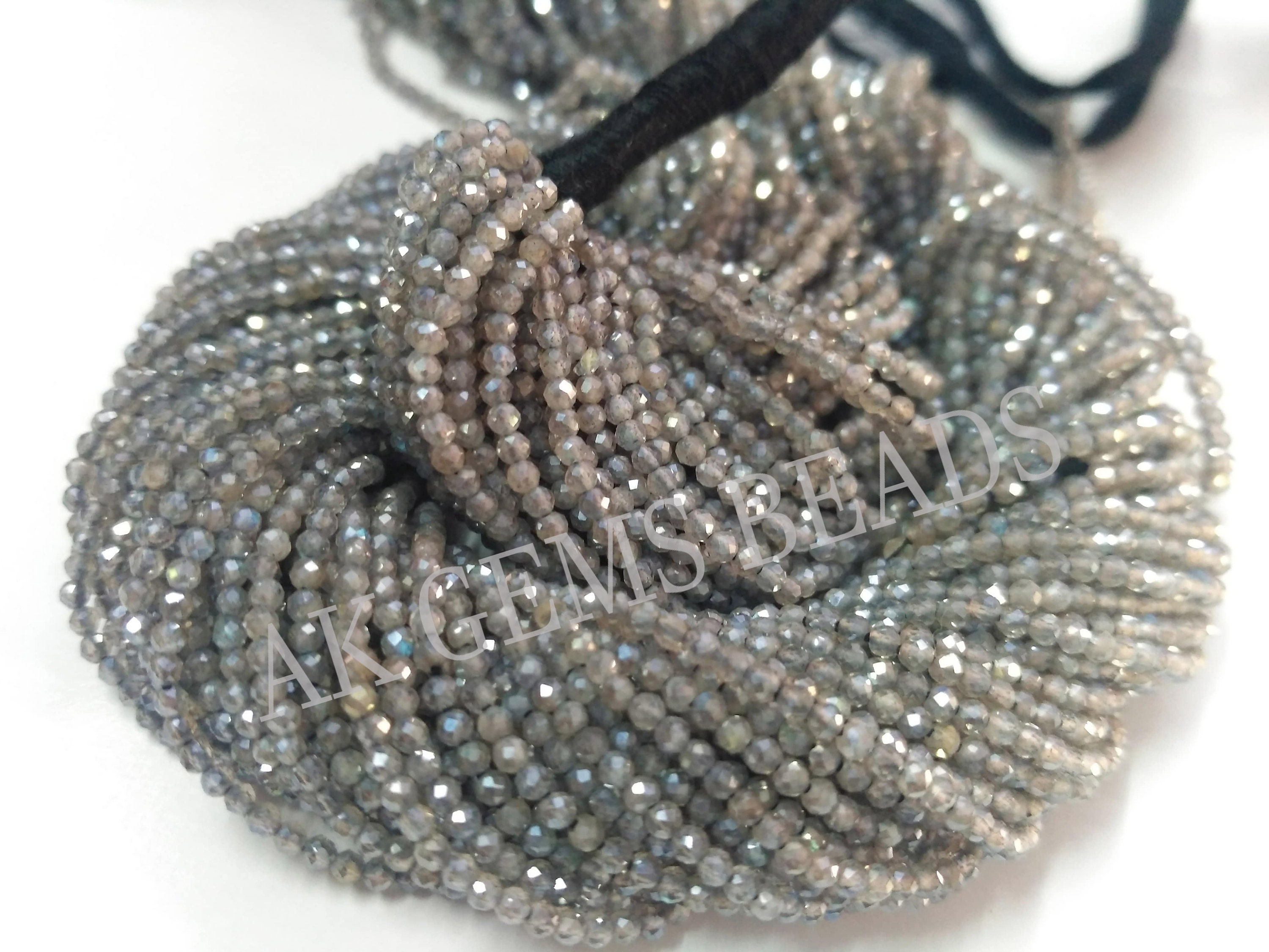 Jewelry Supplies 20 Mystic Labradorite Rondelles L-Lab6 Tiny Gray Beads Twenty Count Faceted 3mm-3.5mm Natural Gemstone Beads