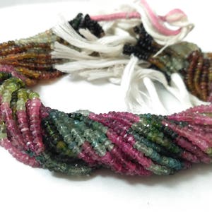 Natural Multi Tourmaline Rondelle Faceted Gemstone Beads Strand, Watermelon Multi Tourmaline Semi Precious Gemstone Beads Wholesale Price