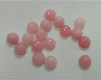 5mm Pink Opal Smooth Round Loose Cabochons Gemstone, Natural Opal Flatback Calibrated Wholesale Semi Precious Cabochons for Jewelry Making