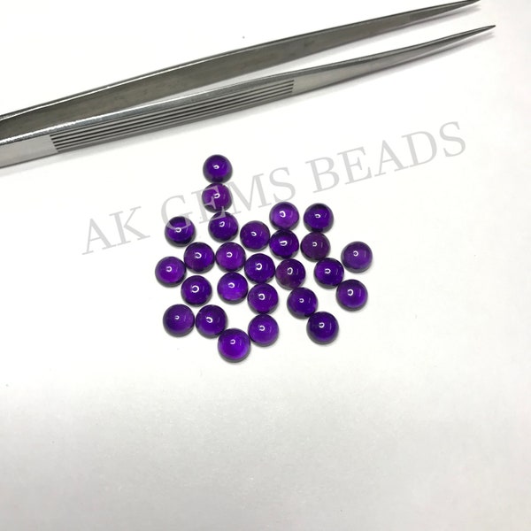 2mm Natural African Amethyst Smooth Round Calibrated Loose Cabochon, Purple Amethyst Jewelry Making Stone Cabochon Wholesale Manufacturer