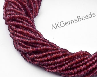 Natural Red Garnet Rondelle Faceted Gemstone Baeds Strand, Mozambique Red Garnet Faceted Gemstone Jewelry Necklace Beads Wholesale Price