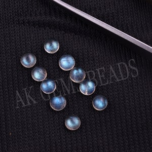 5mm Natural Labradorite Smooth Round Loose Cabochon Gemstone, Gray Labradorite Plain Calibrated Cabochon Wholesale Jewelry Shop
