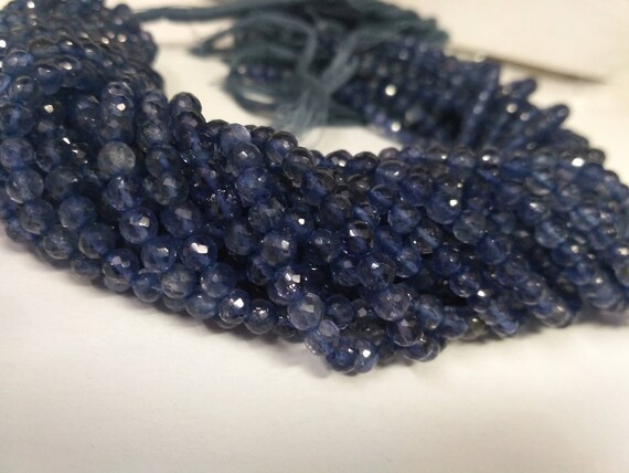 10 Strand Natural Iolite Shaded Rondelle 4-4.5mm Faceted Gemstone Beads 13/"Inch