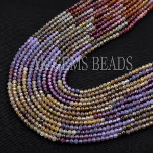 Multi Spinel Tundra Faceted Rondelle Gemstone Beads Strand, Natural Multi Tundra Jewelry Making Gemstone Beads 3-4mm at Wholesale Price