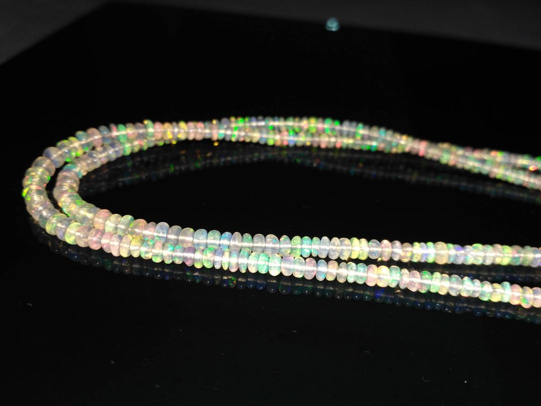 Natural Ethiopian Opal Smooth Rondelle Gemstone Beads Strand, Welo ...
