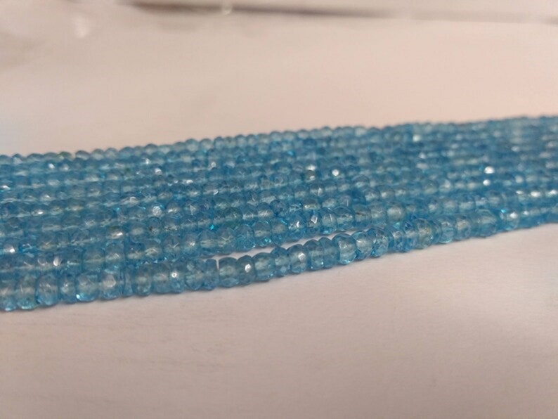 Sky Blue Topaz Faceted Rondelle Gemstone Beads Strand-AK Gems Beads