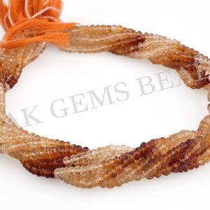 Natural Citrine Shaded Stone Rondelle Faceted Beads Strand, Orange Citrine Jewelry Making Gemstone Necklace Beads Wholesale Factory Price