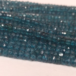 5-żyłowe koraliki z kamieni szlachetnych London Blue Topaz Faceted Rondelle Strand, Naturalne koraliki z kamieni szlachetnych London Blue Topaz Hurtowa biżuteria z kamieni szlachetnych Naszyjnik