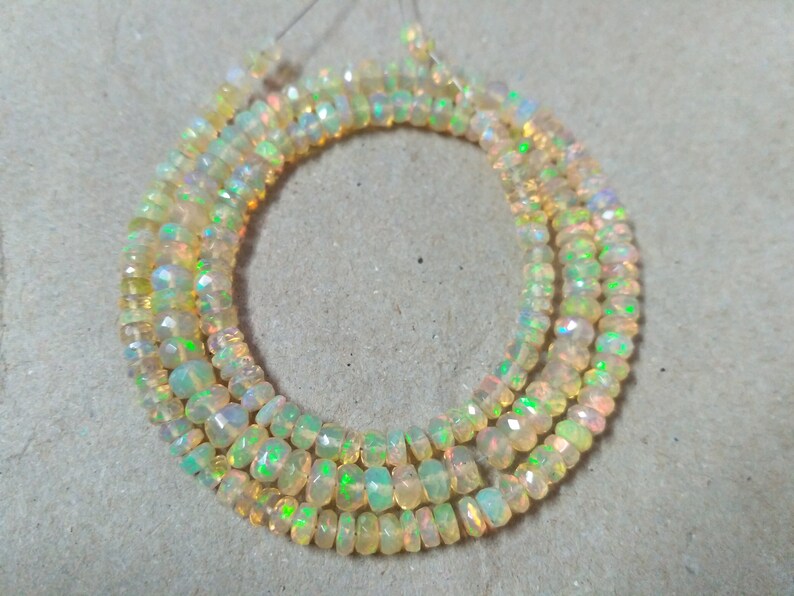 16 inch strand Opal Beads AAAA Quality Natural Welo Ethiopian Opal Faceted Rondelle Beads Fire Opal Beads opal necklace 3 mm To 5 mm