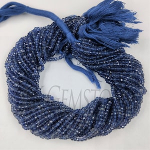 Natural Iolite Stone Rondelle Faceted Beads Strand, Blue Iolite Faceted Jewelry Making Gemstone Necklace Beads Wholesale Factory Price