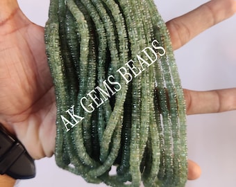 Green Apatite Tyre Heishi Smooth Gemstone Beads Strand, Natural Apatite Green Heishi Tyre Necklace Beads Jewelry Making Wholesale Shop