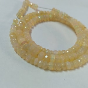 Welo Ethiopian Opal Faceted Rondelle Birthstones Beads Strand, Natural Ethiopian Opal Semi Precious Gemstone Necklace Beads Wholesale Shop