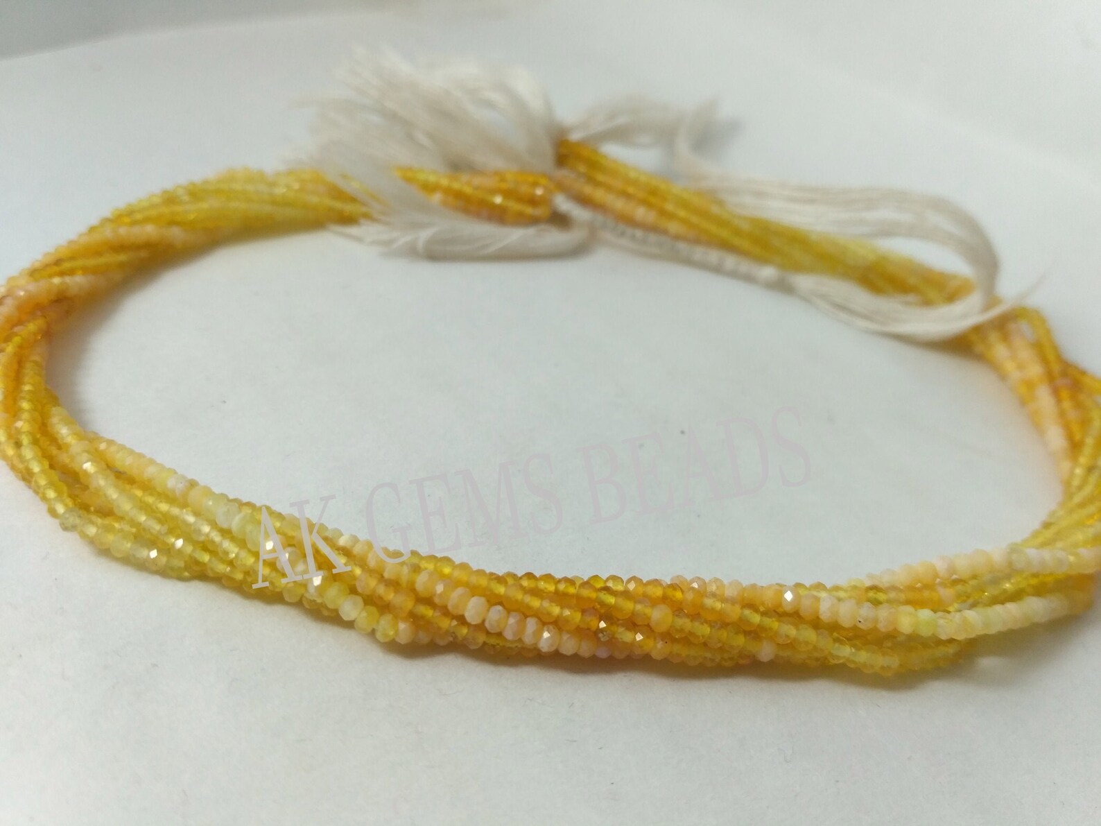 Micro Yellow Opal Shaded Faceted Rondelle Gemstone Beads Strand ...