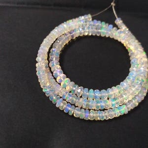 Superfine Natural Ethiopian Opal Faceted Rondelle Necklace Beads Strand, Welo Fire Opal Semi Precious Bead Wholesale Factory Price