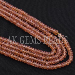 Natural Orange Sapphire Rondelle Faceted Stone Beads Strand, Sapphire Jewelry Making Gemstone Graduated Necklace Beads Wholesale Price