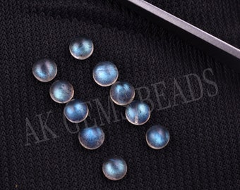 4mm Natural Labradorite Round Smooth Calibrated Cabochon, Gray Labradorite Plain Jewelry Making Gemstone Loose Cabochon Wholesale Price