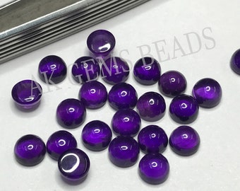 5 mm naturlig afrikansk ametist slät rund kalibrerad cabochon, lila ametist platt baksida lös halvädelsten cabochon grossistbutik
