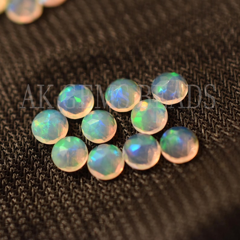 Natural Ethiopian Opal Stone Faceted Round Cut Gemstone-AK Gems Beads