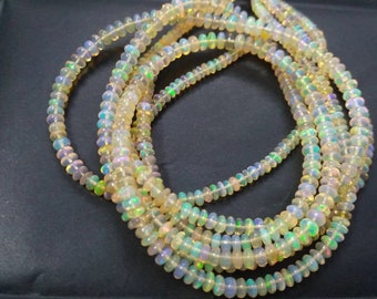 Ethiopian Welo Opal Plain Rondelle Wholesale Necklace Bead Strand, Natural Ethiopian Opal Smooth Semi Precious Stone Bead for Jewelry Making