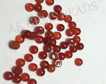 2mm Orange Carnelian Round Smooth Cabochon, Red Carnelian Calibrated Round, Carnelian Loose Cabochon, Carnelian Flat Back Loose Cabochons