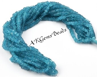 Hemelsblauwe Apatiet Vierkante Heishi Gladde Edelsteen Kralen Strand, Natuurlijke Blauwe Apatiet Vierkante Vlakte Heishi Ketting Kraal Sieraden Maken Groothandel