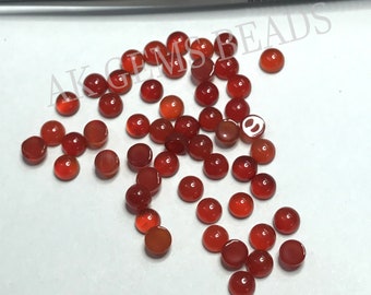 2mm Natural Orange Carnelian Smooth Round Calibrated Cabochon, Orange Carnelian Jewelry Making Loose Cabochon Wholesale Gemstone Jewelry