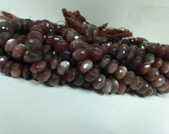 Natural Chocolate Moonstone Faceted Rondelle Gemstone Beads Strand, Brown Moonstone Jewelry Making Gemstone Necklace Beads Wholesale Price