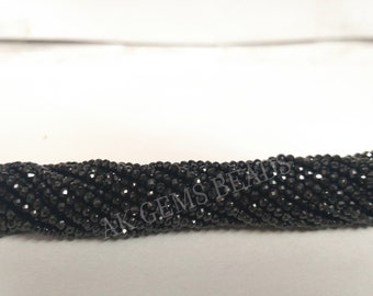 Lot of 10 Strands Tiny Black Spinel Faceted Rondelle Gemstone Beads Strand, Micro Black Spinel Jewelry Making Gemstone Bead Wholesale Price