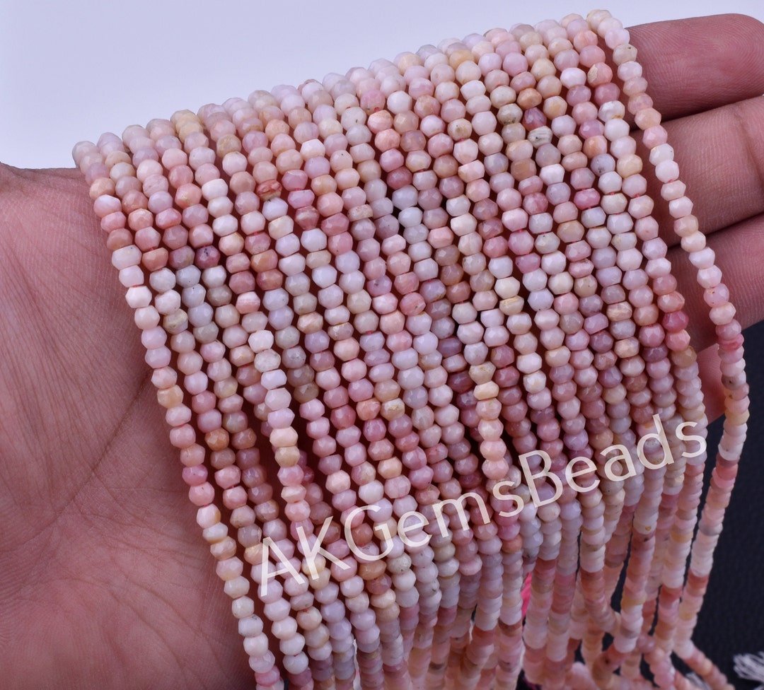 Ópalo sombreado rosa natural Rondelle Collar facetado Cuentas de piedra ...