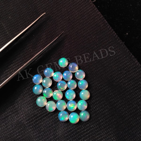 2mm Natural Ethiopian Opal Stone Smooth Round Cabochon, Wholesale Factory Price Blue Opal Plain Loose Jewelry Making Cabochon Manufacturer