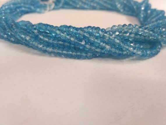 Sky Blue Topaz Faceted Rondelle Gemstone Beads Strand, Natural Blue Topaz Faceted Jewelry Necklace Making Gemstone Wholesale Beads Shop