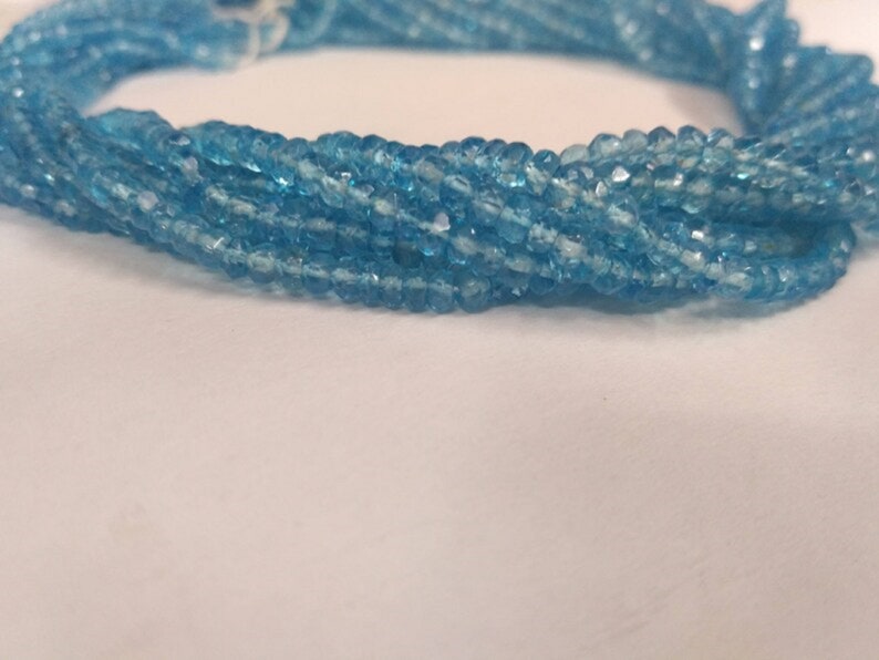 Sky Blue Topaz Faceted Rondelle Gemstone Beads Strand-AK Gems Beads
