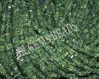 Groene Apatiet Heishi Gladde Vierkante Edelsteen Kralen Strand, Natuurlijke Groene Apatiet Gladde Vierkante Semi Kostbare Ketting Kralen Groothandel