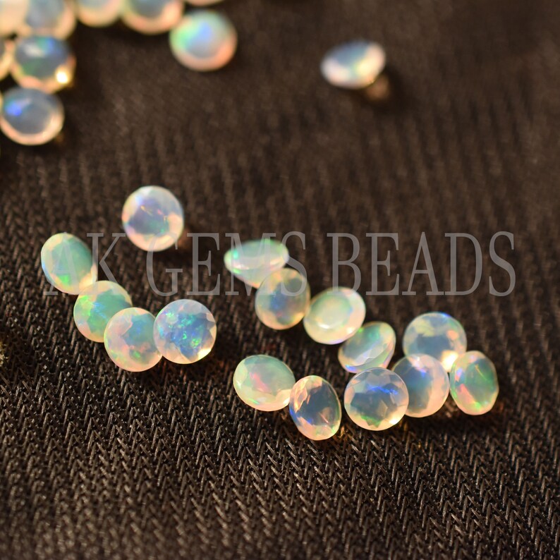 Natural Ethiopian Opal Stone Faceted Round Cut Gemstone-AK Gems Beads