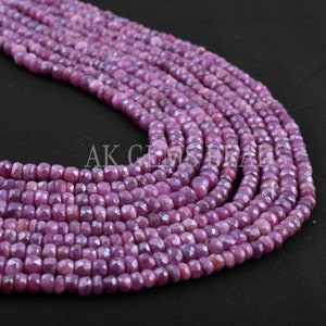 Mystic Red Ruby Corundum Stone Faceted Rondelle Beads Strand, Coated Ruby Corundum Rondelle Jewelry Making Gemstone Beads Wholesale Price