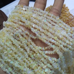 Natural Ethiopian Welo Opal Raw Uncut Chips Necklace Beads Strand, Ethiopian Opal Semi Precious Chips Nuggets Gemstone Beads Wholesale Shop