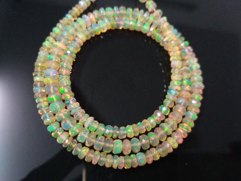 16 inch strand Opal Beads AAAA Quality Natural Welo Ethiopian Opal Faceted Rondelle Beads Fire Opal Beads opal necklace 3 mm To 5 mm