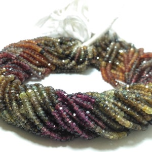 5 Strands Tundra Sapphire Faceted Rondelle Gemstone Beads Strand, Natural Multi Tundro Sapphire Jewelry Making Stone Necklace Beads Price