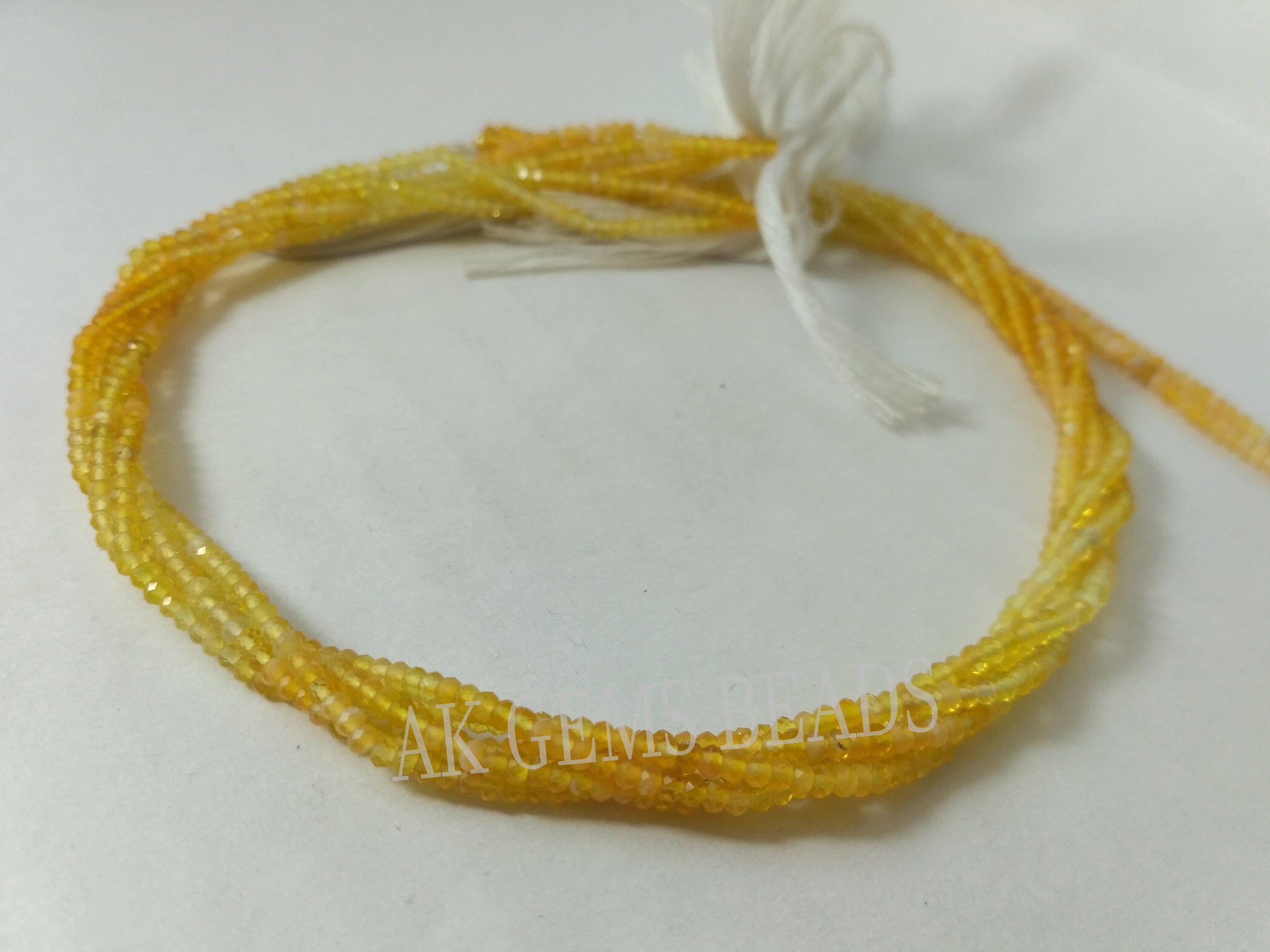 Micro Yellow Opal Shaded Faceted Rondelle Gemstone Beads Strand ...
