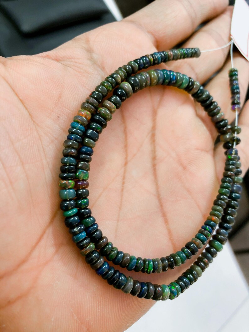 AAA Natural Ethiopian Black Opal Plain smooth Beads Strands wholesale Opal gemstone Smoked Opal Bead Ethiopian Welo Opal Black Opal Bead